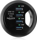 Delock - 4-Poorts USB 3.0 Tafel Hub - Zwart