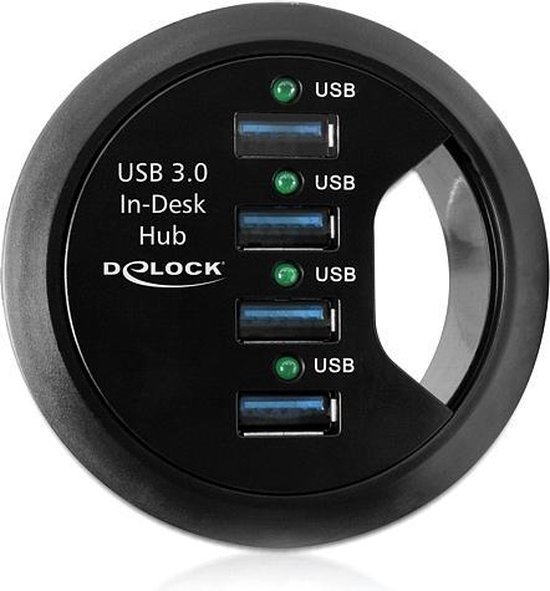 Delock - 4-Poorts USB 3.0 Tafel Hub - Zwart | bol.com