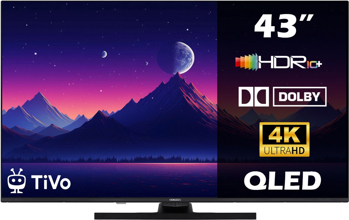 Horizon Smart TV 43 inch QLED - 4K ULTRA HD Televisie - XT Line - WiFi - Netflix - Voice Assistant - Ultra Narrow Design