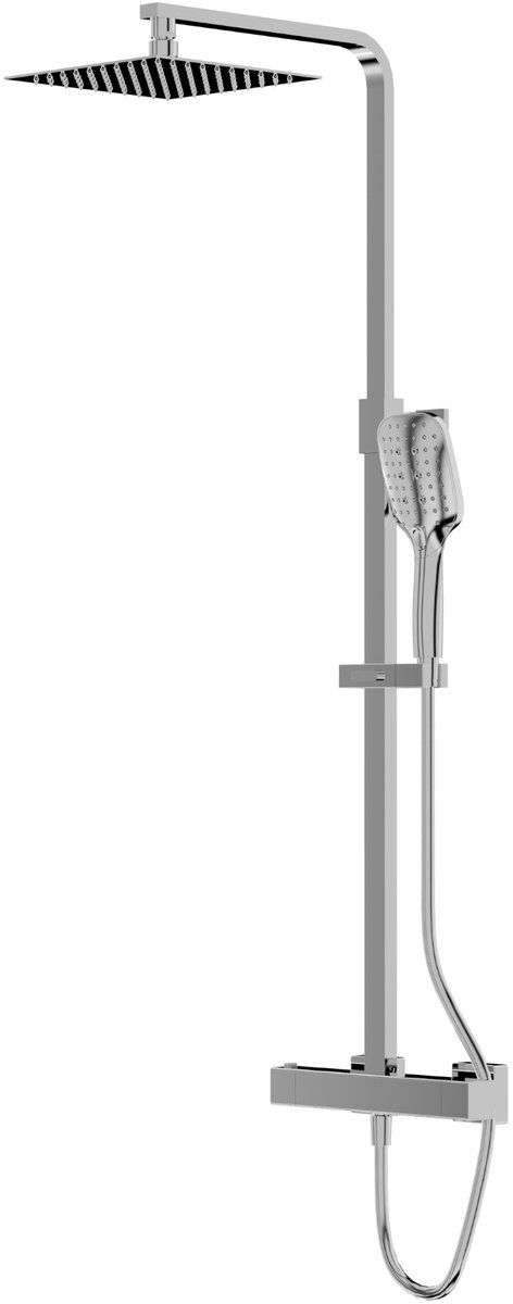 LAVITA® Glijstang Doucheset met Handdouche en Regendouche CETUS – Chroom Vierkant - Kerami