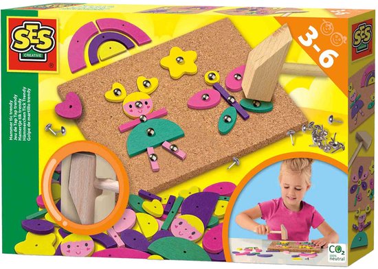 SES - Hamertje Tik - trendy - Montessori Speelgoed - vrolijke kleuren - veilige spijkertjes
