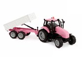 Kids Globe tractor met Aanhanger Die Cast met Licht en Geluid - 25cm