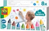 SES Creative - Tiny Talents - Badkrijt - 8 vrolijke kleuren - voor tegels en de badkuip - Badspeelgoed - Speelgoed 2 Jaar