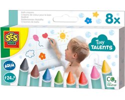 foto van SES Creative - Tiny Talents - Badkrijt - 8 vrolijke kleuren - voor tegels en de badkuip - Badspeelgoed - Speelgoed 2 Jaar