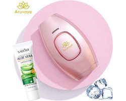 Aruvaya Luxe IPL Laser Ontharingsapparaat - Ontharingsapparaat - 999.99 Flitsen - 5 Standen - IPL Ontharing Apparaat - Epileerapparaat Dames & Heren - Inclusief Beschermbril Scheermes en Aloë Vera