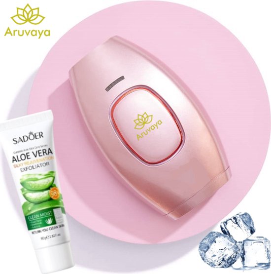 Aruvaya Luxe IPL Laser Ontharingsapparaat – Ontharingsapparaat – 999.99 Flitsen – 5 Standen – IPL Ontharing Apparaat – Epileerapparaat Dames & Heren – Inclusief Beschermbril Scheermes en Aloë Vera