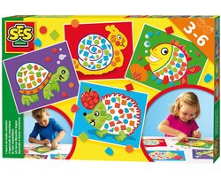 foto van SES - Ik leer mozaïeken - 4 voorbedrukte kaarten met mozaïek stickers
