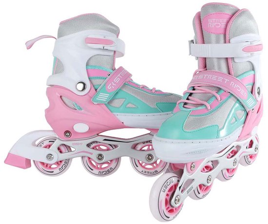 Foto: Street rider inline skeelers roze groen verstelbaar maat 33 36