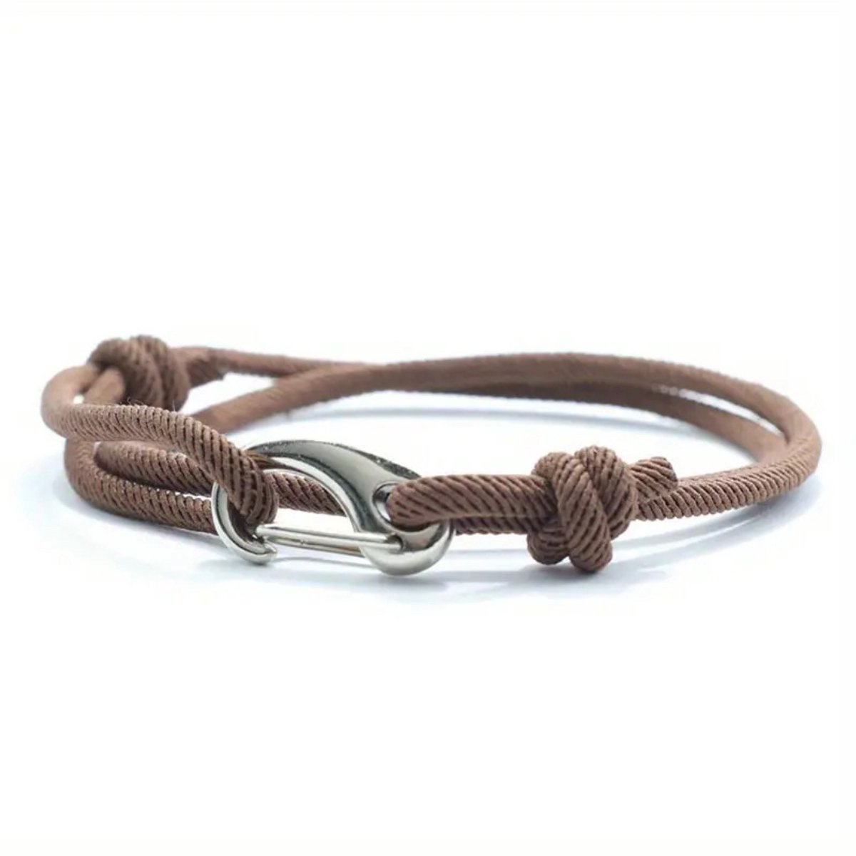 Bovista Armband - Staal - Nep Zilver - Heren - Bruin