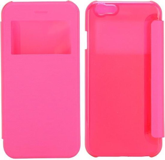 bol.com | Hoesje geschikt voor Apple iPhone 6 en iPhone 6S, window case,  roze