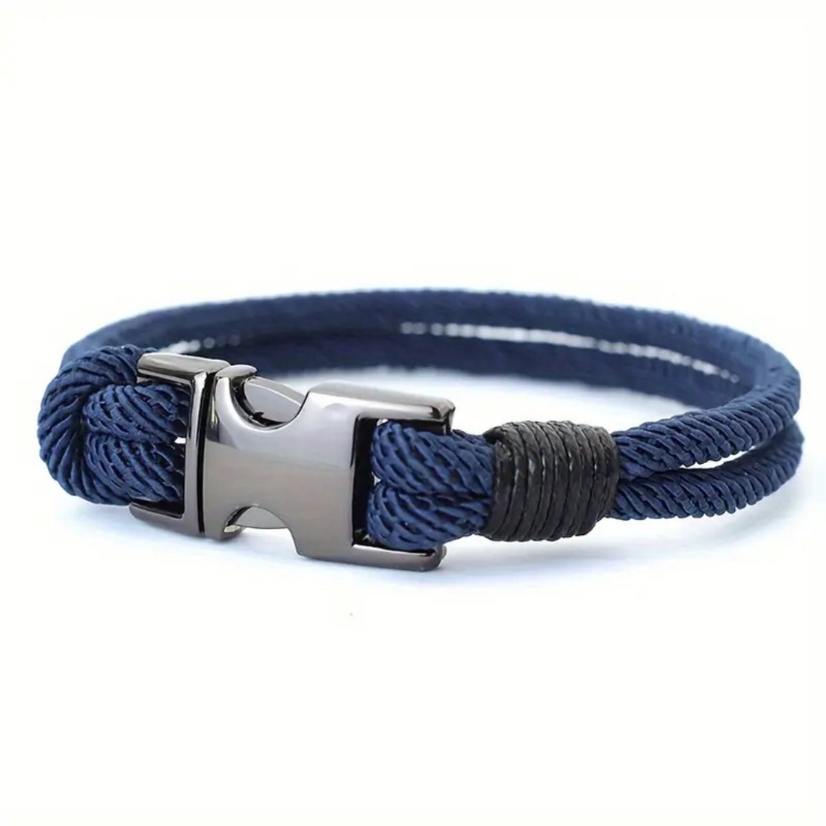 Bovista Armband - Staal - Nep Zilver - Heren - Marineblauw