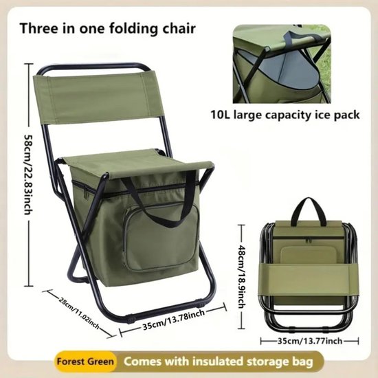 Livano Strandstoel Opvouwbaar - Inklapbaar - Met Rugleuning - Volwassenen - Folding chair - Beach - Camping - Groen