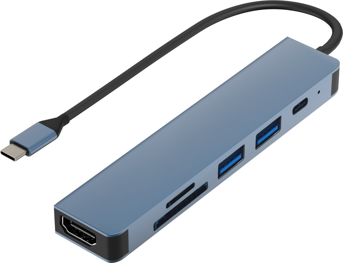 USB-C Hub Adapter 6-in-1 HDMI 4K USB 3.0 SD-TF Kaartlezer PD Poort 100W