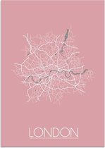 DesignClaud London Plattegrond poster Roze A2 poster (42x59,4cm)