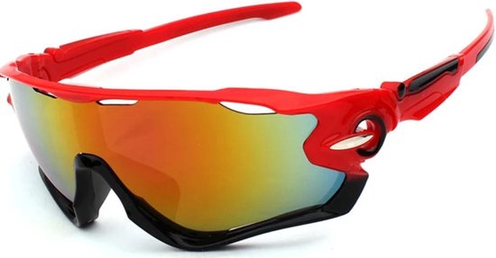 Fietsbril - Sportbril - Wielrenbril - Rood/Zwart | bol.com
