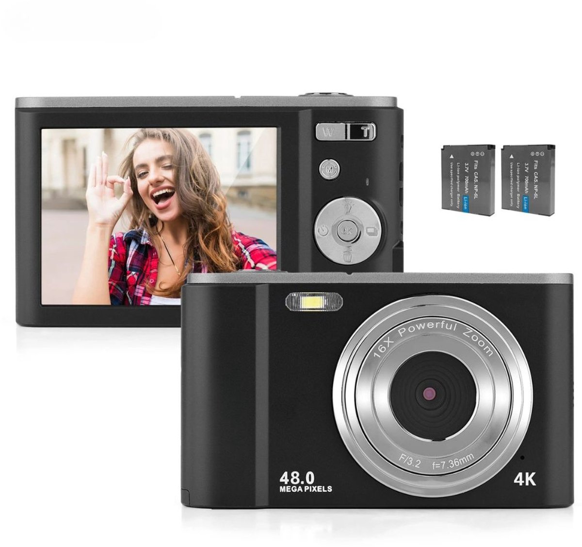Vlog Camera voor Beginners - Videocamera voor Kinderen en Volwassenen - Handycam - 4K Kwaliteit