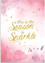 DesignClaud This is the season to sparkle - Merry Christmas - Kerst Poster - Roze A4 + Fotolijst zwart