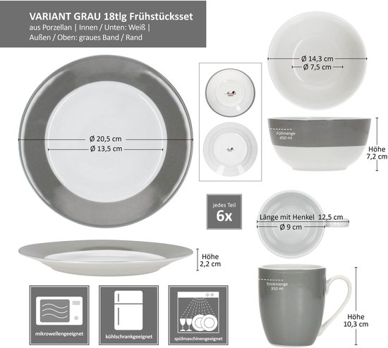 MamboCat Stars Ontbijtset, zwart en goud, 18-delig, 6 x kleine