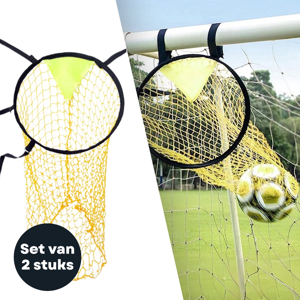 AJ-Sports Kruising Target met Ballennet - Target Net - 2 Stuks - Voetbal - Trainingsmateriaal - Voetbal kruising - Geel