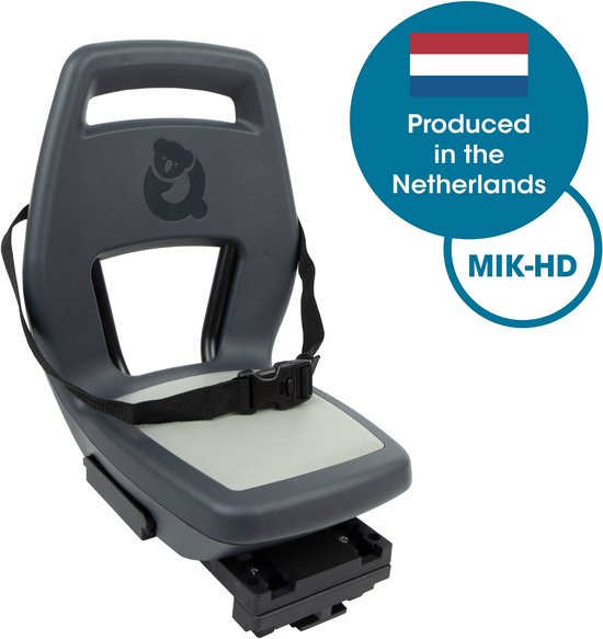 Qibbel Junior 6+ Fietsstoeltje Achter MIK HD – Granite Grey - inclusief voetbeschermingsplaten en voetsteunen