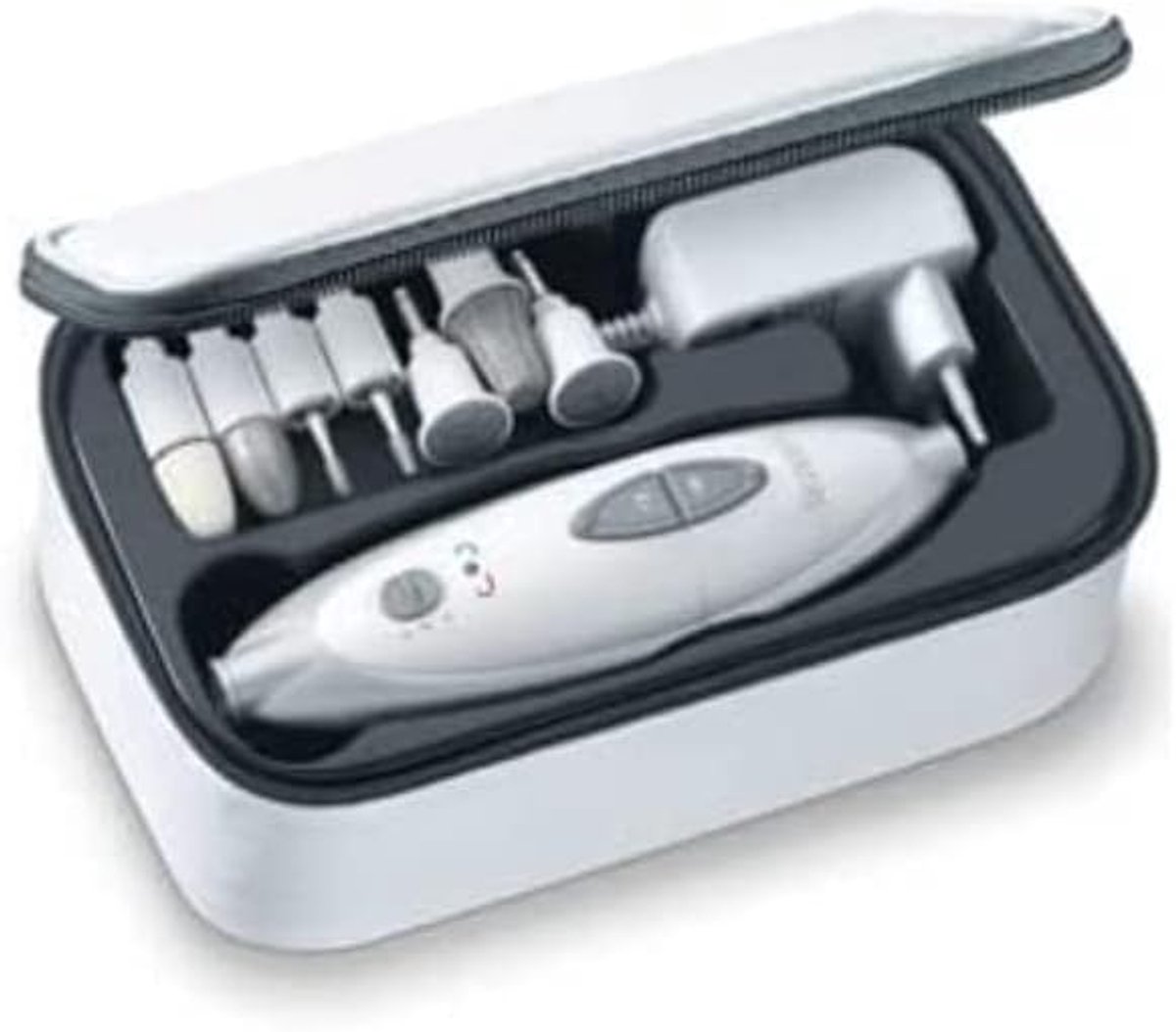 Goedkoopste 35 elektrische manicure- en pedicureset met 7 opzetstukken - nagelverzorging wit zilver