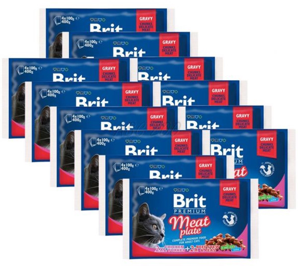 Brit Premium Cat Pouch Meat Plate 4x100gr (13 stuks)