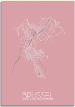 DesignClaud Brussel Plattegrond poster Roze A3 poster (29,7x42 cm)