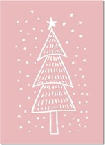 DesignClaud Kerstboom - Handgetekend - Kerst Poster - Tekst poster - Roze A3 poster (29,7x42 cm)