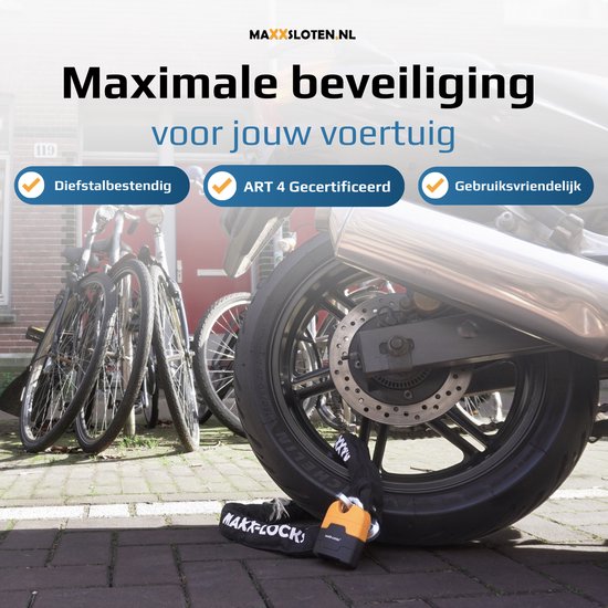 Maxx-Locks Ohura ART 4 Motorslot / Scooterslot - Kettingslot met 12 mm Dikke Schakels - Art Gekeurd Slot voor Motor en Scooter & Brommer - 150 cm van Maxx — afbeelding 5