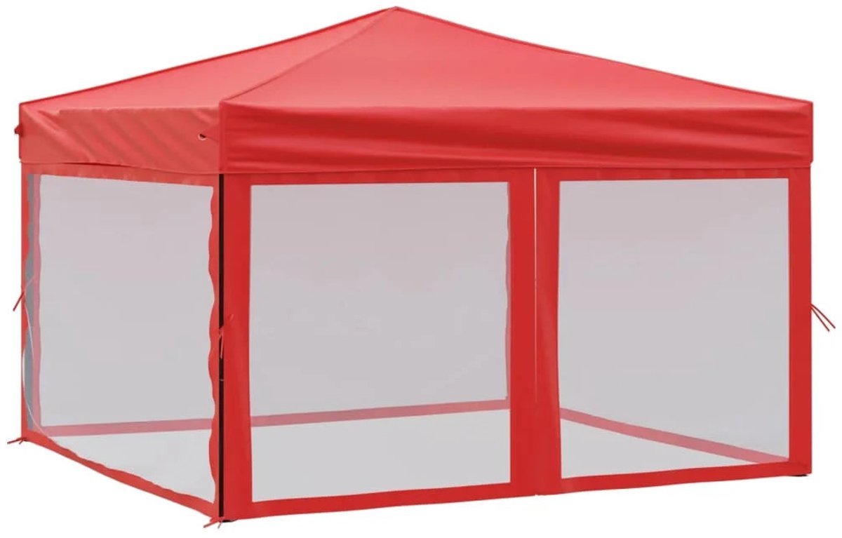 Partytent Easy Up - Paviljoen - Gemakkelijk op te zetten - Waterdicht - Met zijwanden - 3 meter x 3 meter - Rood
