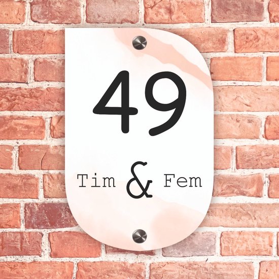 Plaque de porte d'entrée, rose scandinave moderne - 13 x 20 cm - Matériel de fixation en acier inoxydable inclus