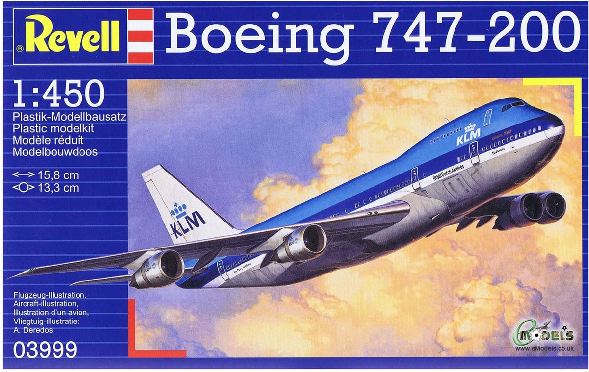Revell Modelbouwpakket Vliegtuigen - 03999 Boeing 747-200 Jumbo Jet Plastic - 1:450 - Modelbouw