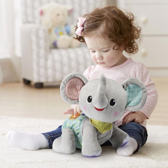 VTech Kruip & Leer Baby Olifant - Moedigt Kruipen Aan - Interactief Speelgoed - Knuffel Leert Cijfers & Kleuren - 9 tot 36 Maanden