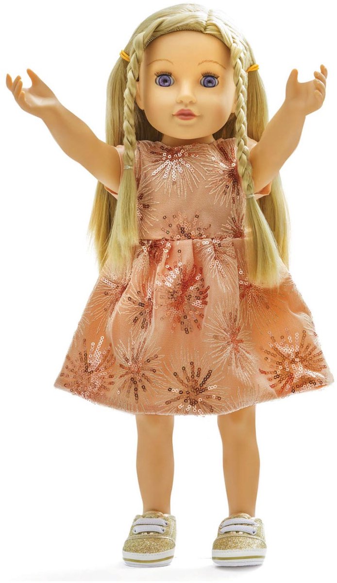 Heless poppenjurk glitterjurk rosegoud 28-35 cm poppen kleding. — afbeelding 2