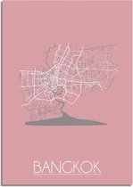 DesignClaud Plattegrond Bangkok Stadskaart Poster Wanddecoratie - Roze - A3 poster (29,7x42cm)