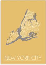 DesignClaud New York City Plattegrond poster Geel A3 poster (29,7x42 cm)