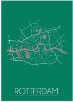 DesignClaud Rotterdam Plattegrond poster Groen B2 poster (50x70cm)