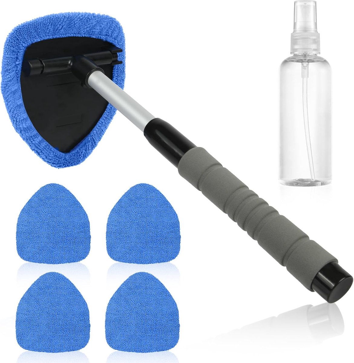 Multifunctionele Autoruitreinigerset met Herbruikbare Microvezelpads en Draaibare Kop