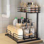 Miravo - Organiseur de Cuisine coulissant - Organiseur pour meuble d'évier - Organiseur pour meuble de cuisine - Étagère à épices - Étagère de rangement - 2 niveaux - Zwart