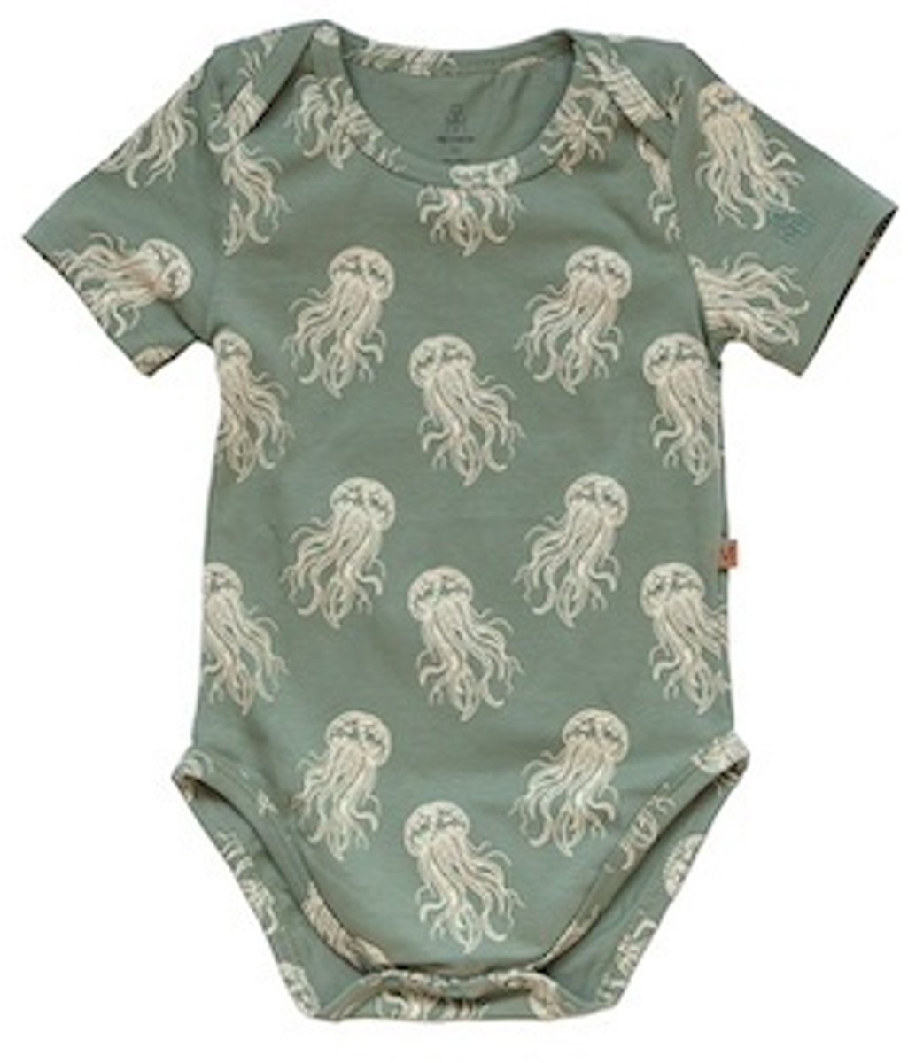 MXM Baby Romper- Korte mouwen- groen- Katoen- Stretch- print- maat 74