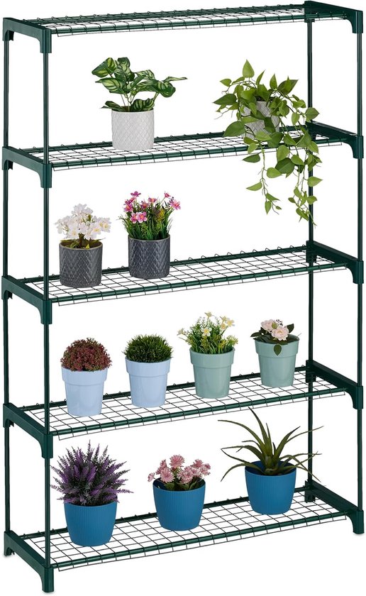 Relaxdays Étagère à Plantes, 5 Niveaux, Support Fleurs Et Herbes Aromatiques En Metal Hxlxp 139x91x285 Cm Vert 81959656