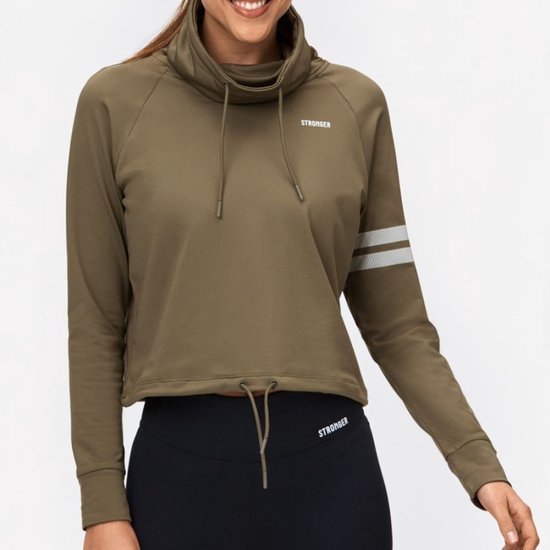 Foto: Stronger signature turtleneck sportvest dames burnt olive maat l