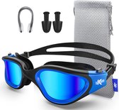 Lunettes de natation polarisées Kyrox - Antibuée - Protection UV - Bouchons d'oreilles et pince-nez inclus - Lunettes de plongée - Sangle réglable - Unisexe - Lunettes de natation pour adultes et enfants - Blauw