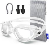 Lunettes de natation polarisées Kyrox - Antibuée - Protection UV - Bouchons d'oreilles et pince-nez inclus - Lunettes de plongée - Sangle réglable - Unisexe - Lunettes de natation pour adultes et enfants - Transparentes