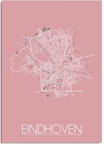 DesignClaud Eindhoven Plattegrond poster Roze - A2 + fotolijst wit (42x59,4cm)