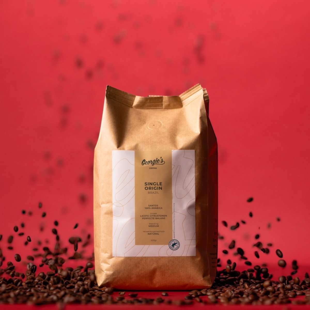 Goedkoopste 1KG - Georgies - Single Origin - Brazil - Santos - 2x 500gram - 100 Arabica - Koffie - Coffee - Koffiebonen vers gebrand - Koffiebonen RFA