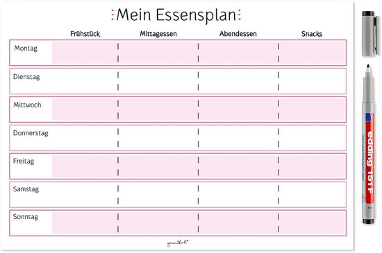 Prelisee Whiteboard, maandplanner, magnetisch, afwasbaar, 42 x 30 cm, kan worden gebruikt als weekplanner, to-do-lijst, huishoudplanner, boodschappenlijst, kinderweekplanner, afwasbaar voor koelkast