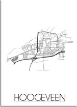 DesignClaud Hoogeveen Plattegrond poster  - A3 + Fotolijst wit (29,7x42cm)