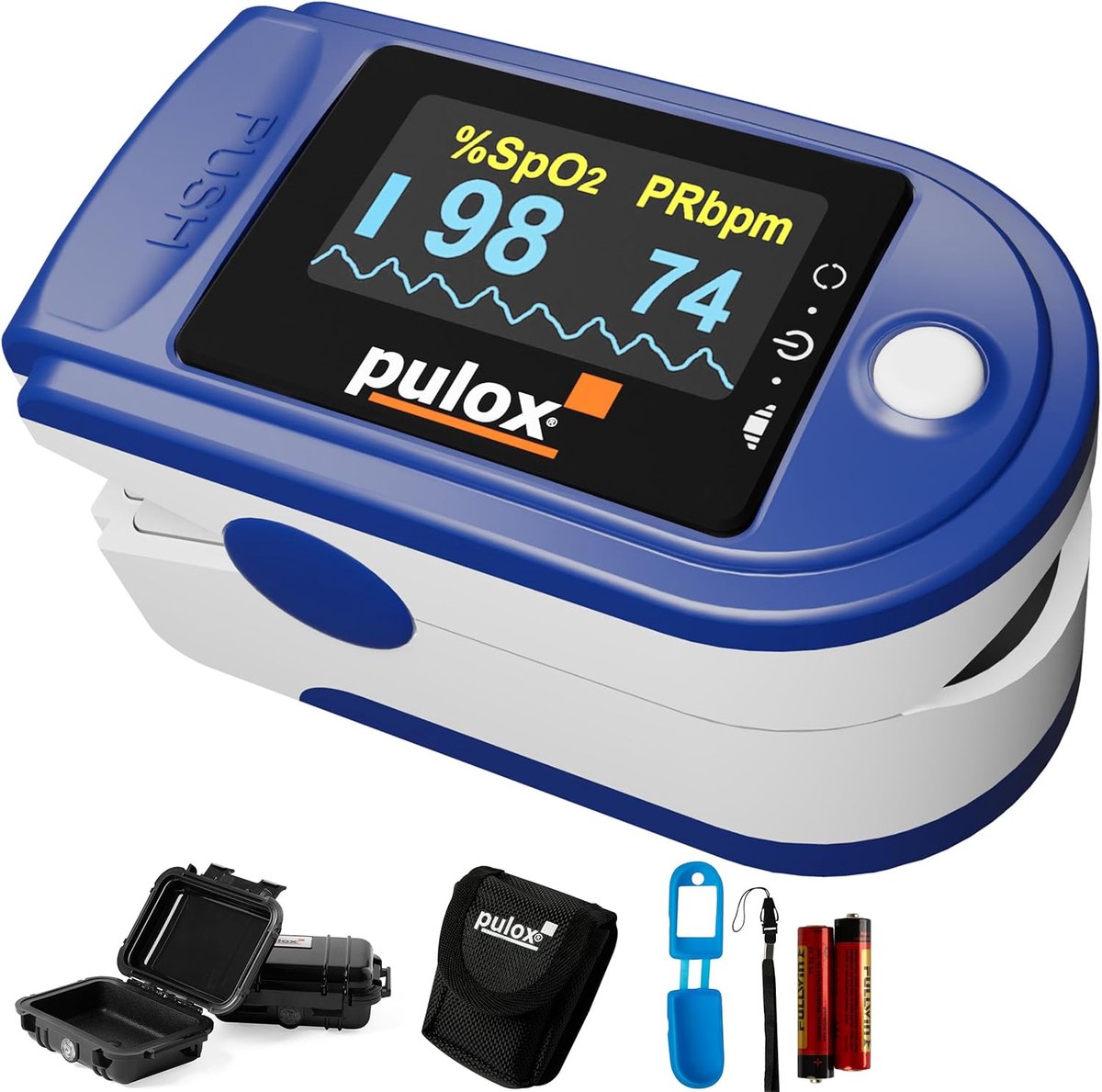 Zuurstofverzadigingsmeter en Hartslagmeter - Niet-invasieve Vinger Pulsoximeter met Accessoires voor Thuisgebruik en Sport