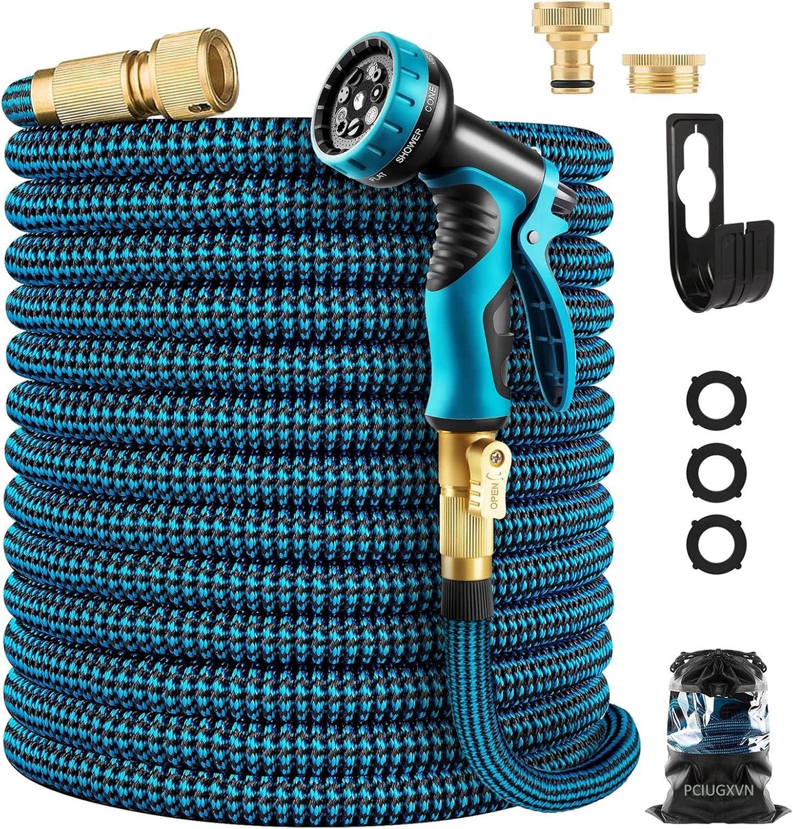 Uitbreidbare tuinslang - flexibele waterslang - 22,5 m - blauw - latexkern
